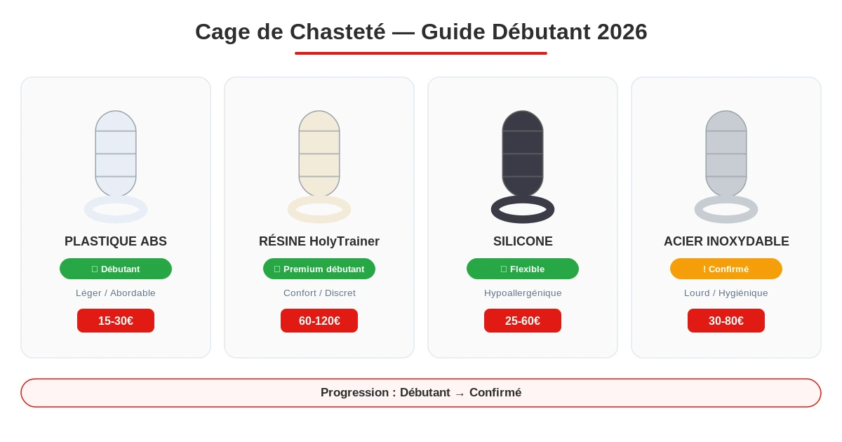 Cage de chastete homme guide debutant materiaux tailles securite