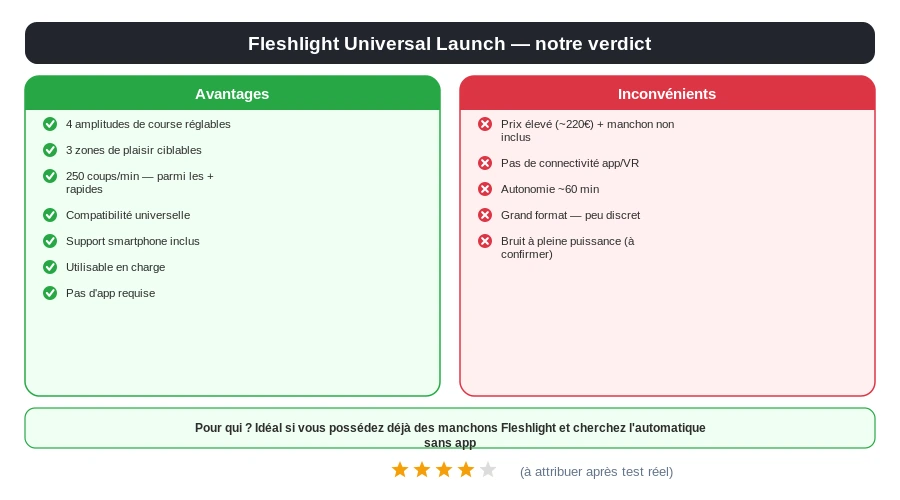 Fleshlight universal launch avantages inconvenients verdict