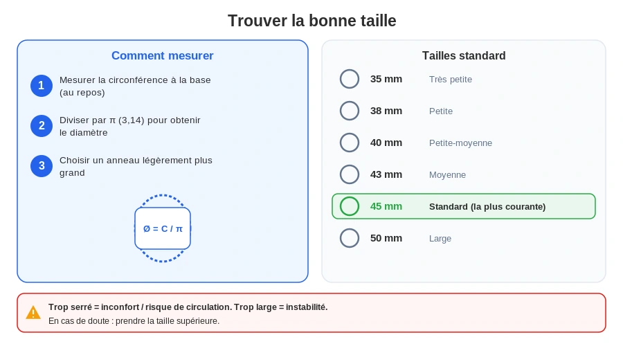 Guide mesure taille cage chastete anneau base 35 50mm