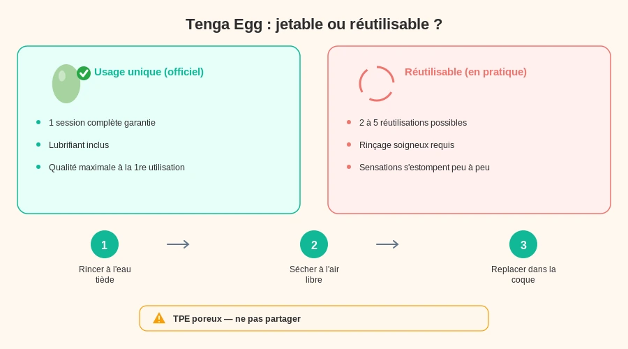 Tenga egg duree vie jetable reutilisable entretien